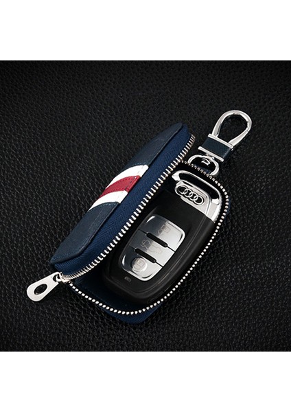 Kahve Stili Moda Renkli Çizgili Deri Anahtar Çantası Evrensel Anahtar Kılıfı Araba Anahtarlığı Erkek Kadın Anahtar Cüzdanı Mini Fermuarlı Çanta Anahtar Tutucu (Yurt Dışından)