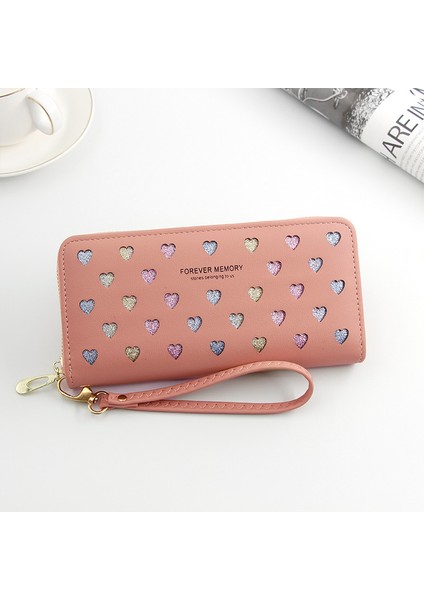 Gri Tarzı Kadın Cüzdan Uzun Aşk Kalp Oyma Tasarım Telefon Cüzdanı Yüksek Kapasiteli Kart Tutucu Debriyaj Cüzdanlar Carteira Feminina (Yurt Dışından) fiyatları