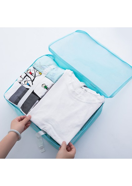 Göl Mavisi 8pcs Tarzı Ruputın ve Seyahat Paket Küp Çanta Düzenleyici Kıyafet File Depolama Çantası Iç Çamaşırı Sütyen Çorap Torba Yıkama Çantaları Seyahat Aksesuarları (Yurt Dışından)