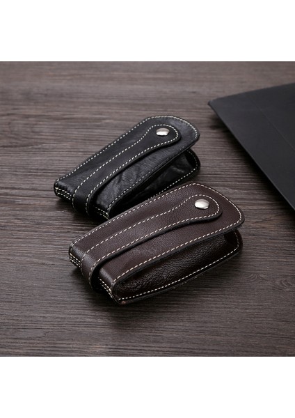 Siyah KK01 Stili Bycobecy Hakiki Deri Akıllı Anahtar Tutucu Araba Anahtar Cüzdanı Düzenleyici Anahtar Ev Sahibi Çanta Kılıflar Kapaklar Kapak Anahtar Kılıfı (Yurt Dışından)