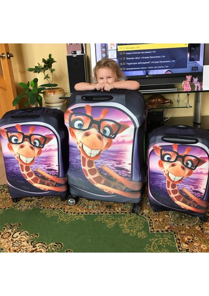 Mor Tarzı L Beden Yüksek Kaliteli Kalın Seyahat Valizi Kılıfı Sevimli Karikatür 3D Hayvanlı Tekerlekli Baga Kılıfı Elastik Koruma Kılıfı Toz Kapağı (Yurt Dışından) fırsatları