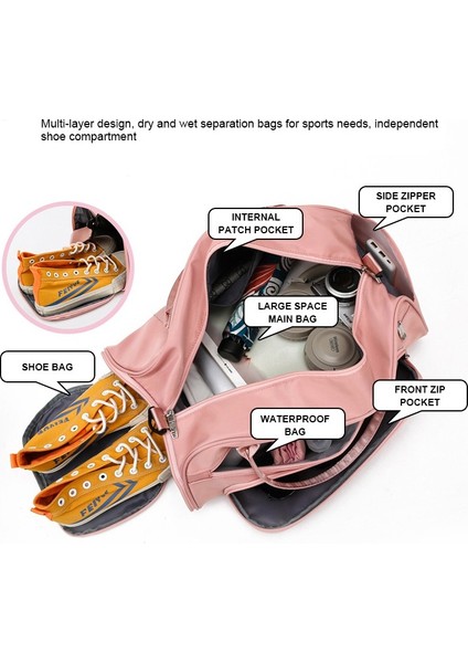 Siyah Stil Büyük Kapasiteli Kadın Spor Çantası Seyahat Omuz Çantası Eğitim El Çantası Trend Yoga Spor Crossbody Tote Çanta Kadınlar Için (Yurt Dışından) fırsatları