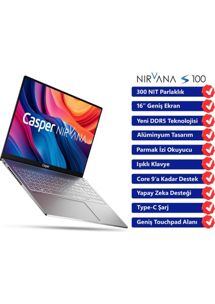 Nirvana S100 300NIT Series 2 Core 9-270H 16GB DDR5 2TB SSD 16" W11H Laptop S100.270H-BX00A-G-F