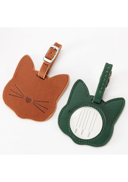 Yeşil Stil Kedi Başlı Seyahat Çantası Etiketi Bayan Şirin Pu Valiz Bagaj Etiketi Seyahat Aksesuarları (Yurt Dışından) modelleri