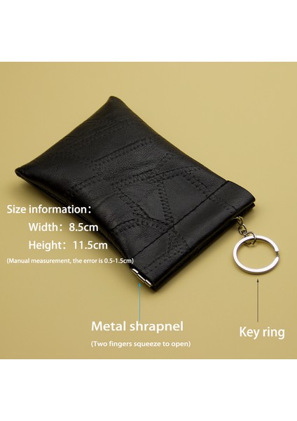 Siyah Stil 2019 Yeni Moda Pu Deri Uzun Cep Anahtar Cüzdan Anahtarlık Bozuk Para Cüzdanı Kadın Erkek Küçük Kısa Para Değişim Çantası Küçük Kart Tutucu (Yurt Dışından)