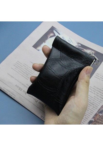 Siyah Stil 2019 Yeni Moda Pu Deri Uzun Cep Anahtar Cüzdan Anahtarlık Bozuk Para Cüzdanı Kadın Erkek Küçük Kısa Para Değişim Çantası Küçük Kart Tutucu (Yurt Dışından)