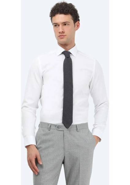 Beyaz Düz Slim Fit Dokuma Klasik Pamuk Karışımlı Gömlek fiyatları