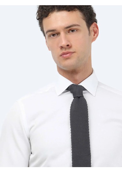Beyaz Düz Slim Fit Dokuma Klasik Pamuk Karışımlı Gömlek modelleri