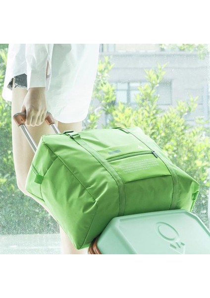 Yeşil Stil Kadınların Büyük Kapasiteli Taşınabilir Seyahat Çantası Katlanabilir Valiz Hafta Sonu Çantası Uçak Düzenleyici Çanta Seyahat Aksesuarları Paketleme Küpleri (Yurt Dışından) fırsatları