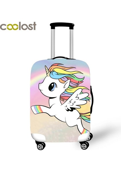 Apxt DJS22 Stili S Beden Çizgi Film Unicorn Baggaj Kılıfı Elastik Seyahat Bavulu Korumalı Kılıf Seyahat Aksesuarları (Yurt Dışından)