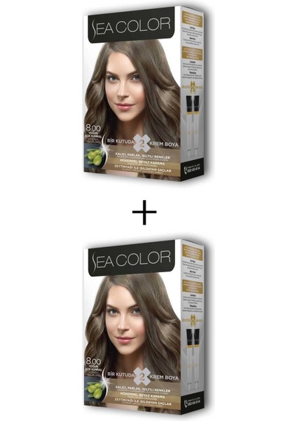 2x2 Tüp Krem Saç Boyası Seti Yoğun Açık Kumral No:8.00