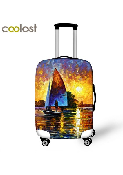 XTYH04 Stili S Beden Eiffel Kulesi Yağlı Boya Valiz Koruyucu Kapak Seyahat Aksesuarları Için Elastik Kapaklar Inç Trolley Durumunda Valiz Kapağı (Yurt Dışından)