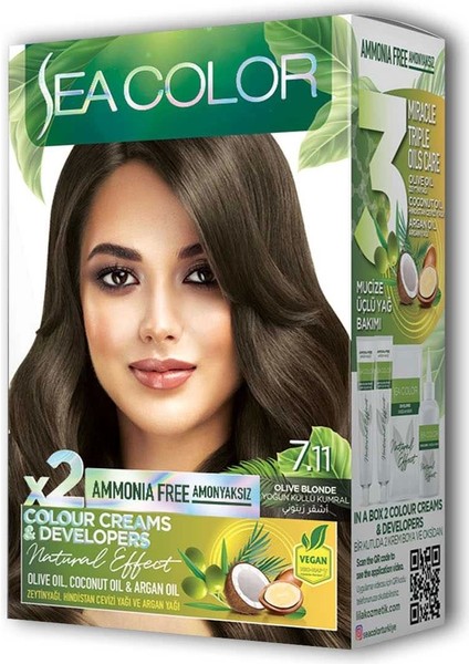 2x2 Tüp Krem Saç Boyası Seti Yoğun Küllü Kumral No:7.11 modelleri