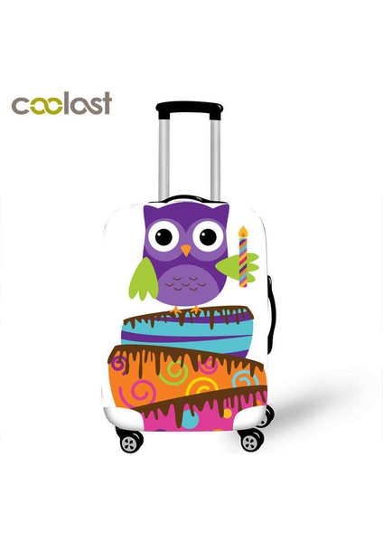 PXTMTY11 Stili S Beden Sevimli Baykuş Valiz Kılıfı Seyahat Için Su Geçirmez Toz Geçirmez Trolley Kılıfı Için Elastik Koruyucu Kapak (Yurt Dışından)