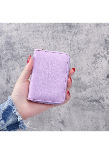 Mor Tarzı Bayan Cüzdan Pu Deri Kımlık Kredi Kartı Tutucu Cüzdanlar Kadın Küçük Bozuk Para Cüzdanı Kadın Para Çantası Mini Cüzdan Kart Cüzdanı Bayanlar Için (Yurt Dışından)