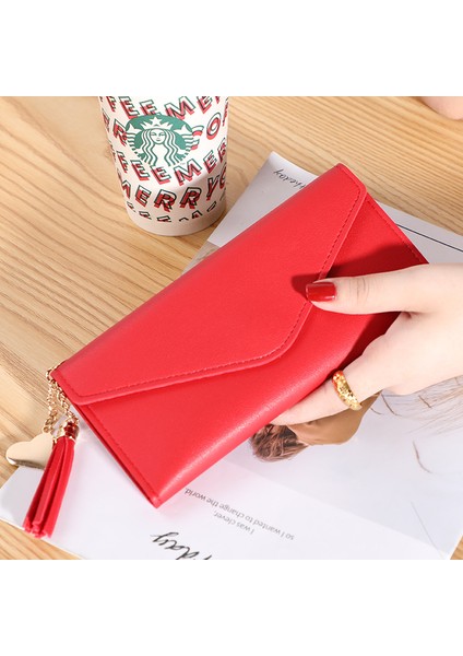 Kırmızı Stil Kadın Uzun Cüzdanlar Lüks Kalp Desenli Cüzdanlar Bayanlar Kız Para Cebi Kartlık Telefon Kılıfı Cüzdan Çanta (Yurt Dışından)
