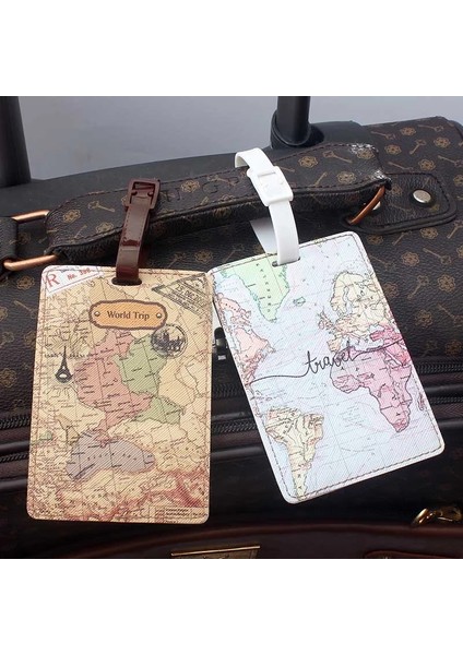 No.1 Tarzı Yaratıcı Dünya Haritası Yüksek Seyahat Aksesuarları Bagaj Etiketi Pu Valiz Kimlik Adres Tutucu Bagaj Biniş Etiketi Taşınabilir Etiket (Yurt Dışından) fiyatları