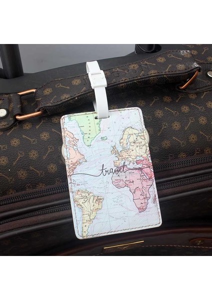 No.1 Tarzı Yaratıcı Dünya Haritası Yüksek Seyahat Aksesuarları Bagaj Etiketi Pu Valiz Kimlik Adres Tutucu Bagaj Biniş Etiketi Taşınabilir Etiket (Yurt Dışından) modelleri