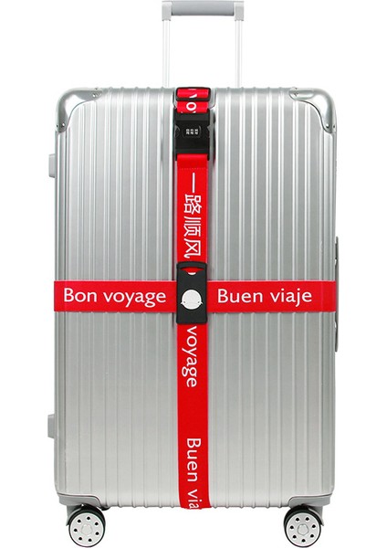 Kırmızı Kilit Stili Bavul Bandı Üç Basamaklı Şifre Esneklik Bileklik Seyahat Aksesuarı Bavul Kayışı Çapraz Kemer Ayarlanabilir Bavul Hızlı Çıkarma ile (Yurt Dışından)