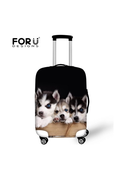 CA4992 Stili S Beden Forudesıgns Seyahat Valizi Kılıfı Sevimli Husky Köpek Baskılı Seyahat Kılıfı Toz Geçirmez Elastik Toz Geçirmez Bavul Kılıfı Kapakları (Yurt Dışından)
