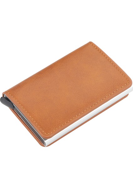 Kahverengi Tarzı Kadınlar Için Alüminyum Metal Kredi Kartı Iş Mini Cüzdan ve Akıllı Cüzdan Iş Kart Tutucu Rfid Cüzdan (Yurt Dışından)