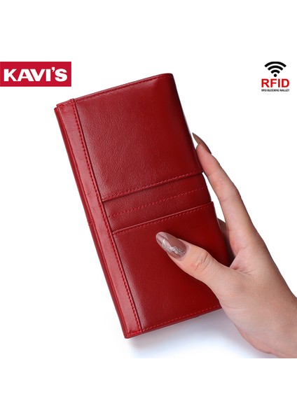 Kırmızı L Tarzı Kavıs Kadın Cüzdanları Moda Uzun Deri Üst Kartlık Klasik Bayan Cüzdan Fermuarlı Pratik Pasaport Cüzdanı Kızlar Için (Yurt Dışından)
