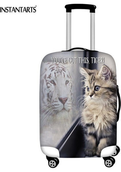 HK857 Stili L Beden Anında Sanat Kedi Yansıma Kaplan Bavul Koruyucu Kılıflar Su Geçirmez Toz Yağmur Cinsiyetsiz Bagaj Kılıfı Için Inç Uygulayın (Yurt Dışından)