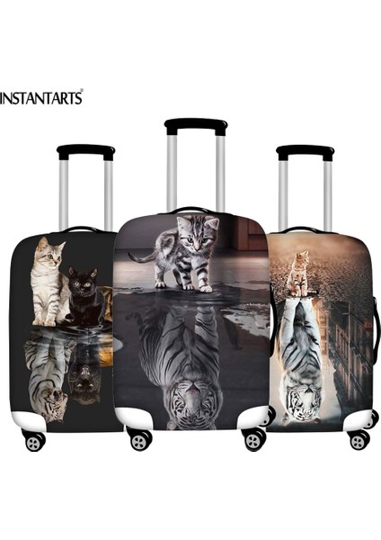 HK857 Stili L Beden Anında Sanat Kedi Yansıma Kaplan Bavul Koruyucu Kılıflar Su Geçirmez Toz Yağmur Cinsiyetsiz Bagaj Kılıfı Için Inç Uygulayın (Yurt Dışından) fiyatları