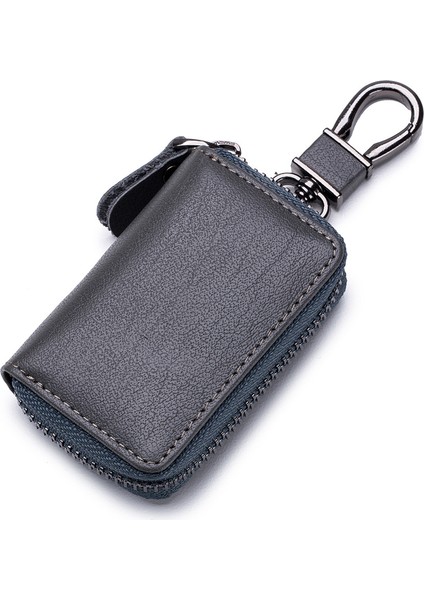Gri Stil Anahtar Tutucu Yüksek Kaliteli Inek Derisi Anahtarlık Araba Anahtarları Cüzdan Anahtarları Kılıf Moda Basit Mini Erkek Araba Anahtarı Kılıfı (Yurt Dışından)