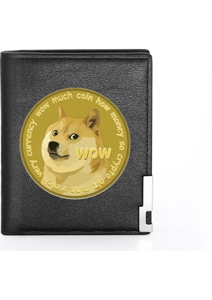BG1037-SIYAH Stil Yüksek Kripto Para Bitcoin Tasarımı Baskılı Deri Cüzdan Kredi Kartı Tutucu Kısa Cüzdan (Yurt Dışından)