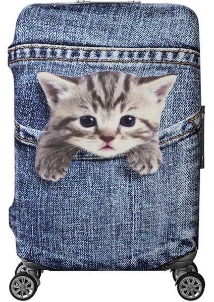 Kovboy Kedisi Stili Xl Beden Qehııe Seyahat Esneklikli Bagaj Kılıfı Karikatür Köpek Toz Kılıfı Kowboylar Bavul Koruyucu Kılıf Bavul Kapağı (Yurt Dışından)