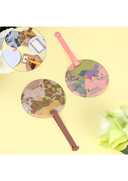 Kahve Tarzı 1pc Moda Dünya Haritası Bagaj Etiketi Kadın Erkek Seyahat Aksesuarları Valiz Kimlik Adres Işareti Taşınabilir Bagaj Etiketi (Yurt Dışından) indirimleri