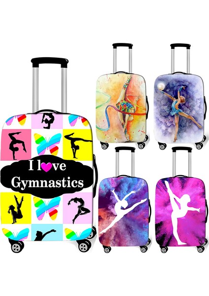 PXTGYMC09CW Stili L Beden Ritmik Jimnastik Sanat Baskı Valiz Kılıfı Toz Geçirmez Seyahat Aksesuarları Elastik Tekerlekli Valiz Kılıfı (Yurt Dışından) fırsatları