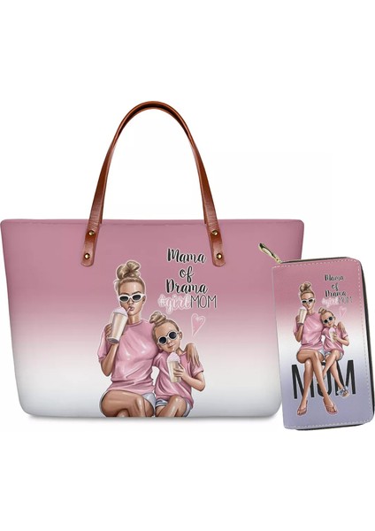Z21-DZ Stili Hycool Sevgi Dolu Aile Süper Anne Çocuk Baskılı Kadın Çanta ve Cüzdan Seti Moda Outdoor Omuz Çantası Bayan Para Cüzdanları (Yurt Dışından) fiyatları