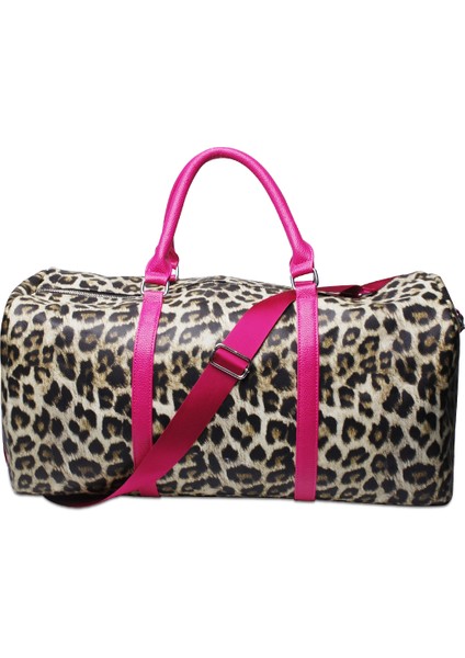 Leopar Tarzı Perakende Pu Leopar Haftasonu Çanta Tavşan Duffle Tote Dom Büyük Seyahat Çantası Omuz Askılı Seyahat Için (Yurt Dışından)