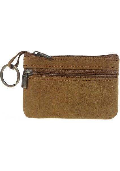 Reklam Stili Kadın Erkek Retro Inek Derisi Ince Anahtarlık Cüzdan Fermuarlı Çevrili Cüzdan Yeni Moda Unisex El Çantası 11.5x7.5cm (Yurt Dışından)