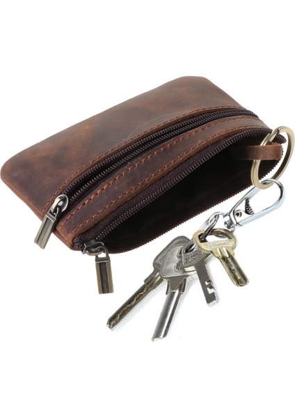 Reklam Stili Kadın Erkek Retro Inek Derisi Ince Anahtarlık Cüzdan Fermuarlı Çevrili Cüzdan Yeni Moda Unisex El Çantası 11.5x7.5cm (Yurt Dışından) modelleri