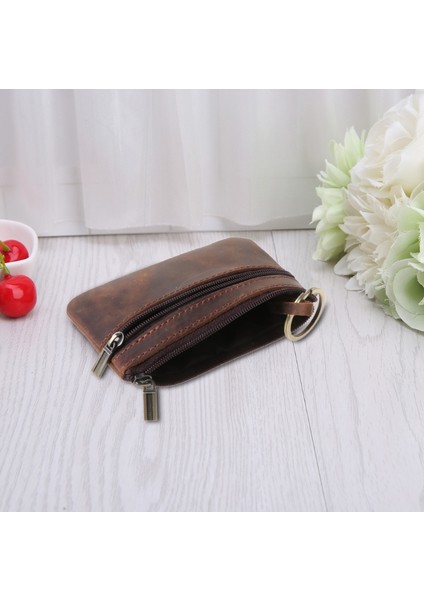 Reklam Stili Kadın Erkek Retro Inek Derisi Ince Anahtarlık Cüzdan Fermuarlı Çevrili Cüzdan Yeni Moda Unisex El Çantası 11.5x7.5cm (Yurt Dışından) indirimleri