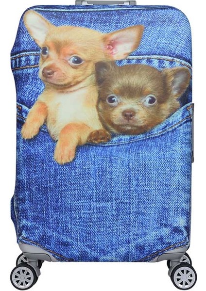 Kovboy Köpeği Stili Xl Beden Qehııe Seyahat Esneklikli Bagaj Kılıfı Karikatür Köpek Toz Kılıfı Kowboylar Bavul Koruyucu Kılıf Bavul Kapağı (Yurt Dışından)