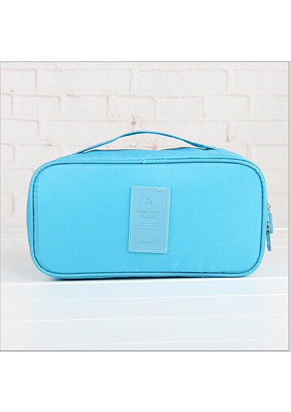 Gök Mavisi Tarzı Kozmetik Iç Çamaşırı Organizatörü Lingerie Sutyen Seyahat Çantası Çok Fonksiyonlu Kılıf Fermuarlı Kıyafet Sutyen Kumaş Sanat Çantası Valiz (Yurt Dışından)