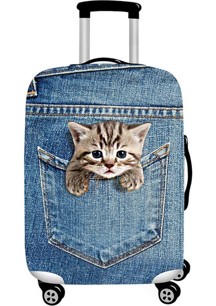 Küçük Kedi Stili Xl Beden Sereqı Seyahat Aksesuarları Elastik Valiz Kılıfı Yeni Stil 3D Kedi Köpek Stilleri Bavul Toz Koruma Kapağı Sevimli Hayvan Kapağı (Yurt Dışından)
