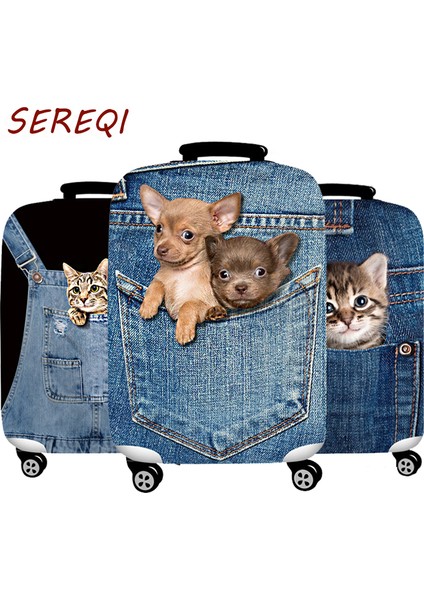 Küçük Kedi Stili Xl Beden Sereqı Seyahat Aksesuarları Elastik Valiz Kılıfı Yeni Stil 3D Kedi Köpek Stilleri Bavul Toz Koruma Kapağı Sevimli Hayvan Kapağı (Yurt Dışından) fiyatları