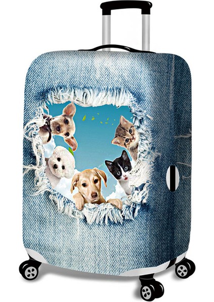 Küçük Kedi Stili Xl Beden Sereqı Seyahat Aksesuarları Elastik Valiz Kılıfı Yeni Stil 3D Kedi Köpek Stilleri Bavul Toz Koruma Kapağı Sevimli Hayvan Kapağı (Yurt Dışından) indirimleri