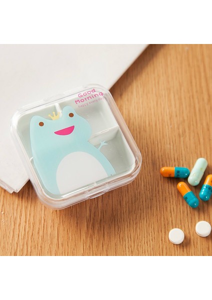 Yeşil Stil 4 Yuvalık Şeffaf Sevimli Karikatür Mini Depolama Ilaç Kutusu Taşınabilir Boş Plastik Konteyner Kılıfları Bir Hafta Seyahat Aksesuarları (Yurt Dışından)