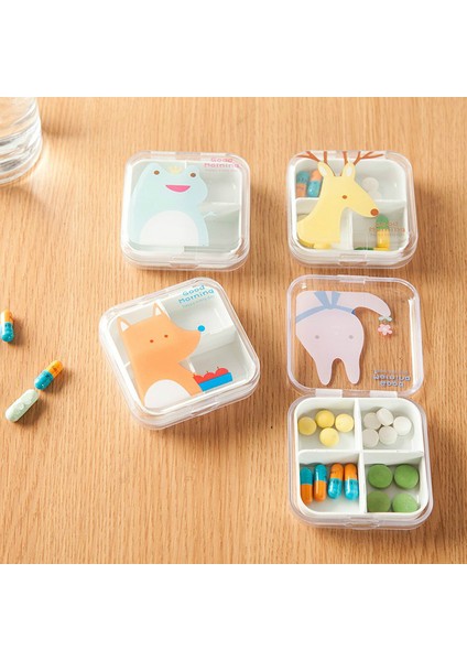 Yeşil Stil 4 Yuvalık Şeffaf Sevimli Karikatür Mini Depolama Ilaç Kutusu Taşınabilir Boş Plastik Konteyner Kılıfları Bir Hafta Seyahat Aksesuarları (Yurt Dışından) fiyatları