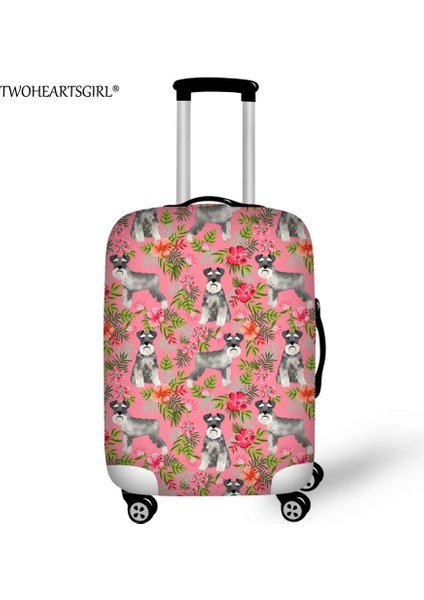 L2753F26 Style L Beden Twoheartsgirl Pembe Çiçekli Schnauzer Baskılı Seyahat Valizi Kılıfı Elastik Toz Geçirmez Valiz Koruyucu Uçuş Kılıfı (Yurt Dışından) indirimleri
