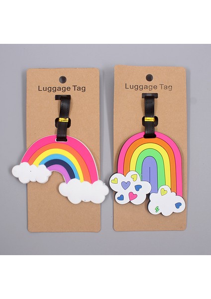No.24 Tarzı Seyahat Aksesuarları Güzel Gökkuşağı Bagaj Etiketi Silikon Valiz Kimlik Adres Tutucu Bagaj Biniş Etiketi Taşınabilir Etiket (Yurt Dışından) fırsatları