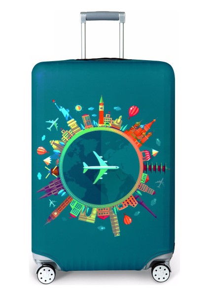 O Tarzı M Beden Mutlu Gezegen Tekerlekli Valiz Koruyucu Kılıf Çiçekler Flamingo Mavi Rüya Seyahat Bavul Kılıfı Elastik Koruyucu Kapaklar XT910 (Yurt Dışından)