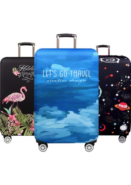 O Tarzı M Beden Mutlu Gezegen Tekerlekli Valiz Koruyucu Kılıf Çiçekler Flamingo Mavi Rüya Seyahat Bavul Kılıfı Elastik Koruyucu Kapaklar XT910 (Yurt Dışından) fiyatları