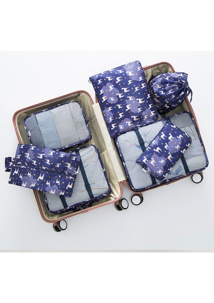 7 Adet Alpaka Tarzı Valiz Paketleme Seyahat Düzenleyici Kıyafet Saklama Su Geçirmez Çantalar Ağ Çanta Içinde Torba Paketleme Küpüseyahat Aksesuarları (Yurt Dışından)